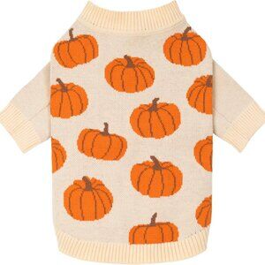 Warm Pumpkin Dog Sweater for Small Breeds - Ideal for Thanksgiving & Fall Days